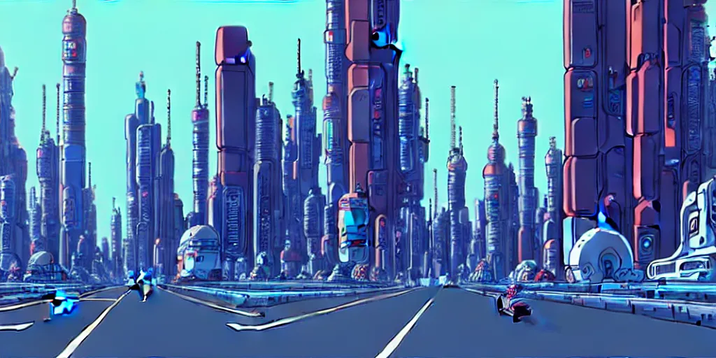 Image similar to mechanical futuristic city in the style of Akira!