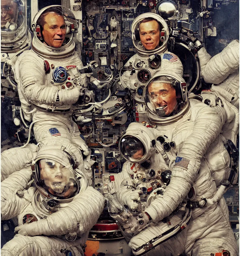 Image similar to an album cover of a detailed portrait of an astronaut wearing headphones art by norman rockwell, cinematic, epic composition, hd, digital painting, digital art, concept art, illustration, comic art, stylized, masterpiece, award - winning