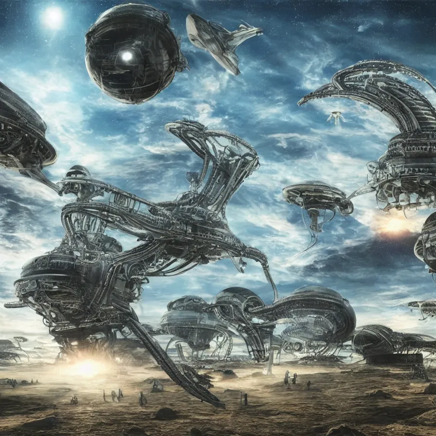 Image similar to realistic extremely detailed image of aliens and ufos ##Ufos## 8k masterpiece Ufos, vivid, japanese kanji everywhere, japanese kanji, kanji