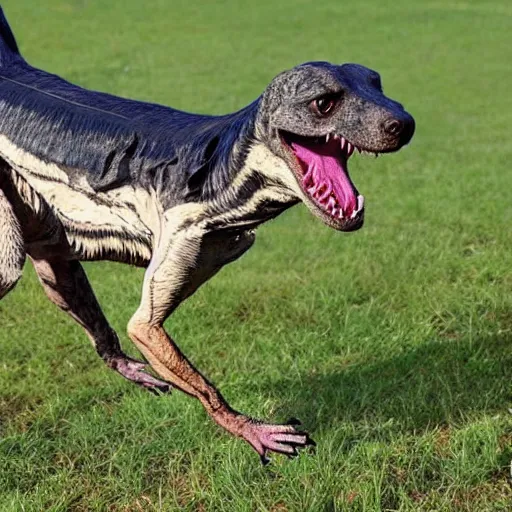 Image similar to photo of a hybrid between a dog and a velociraptor