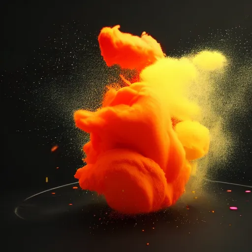 Image similar to color powder explosion on black background, octane render, artstation, vfx