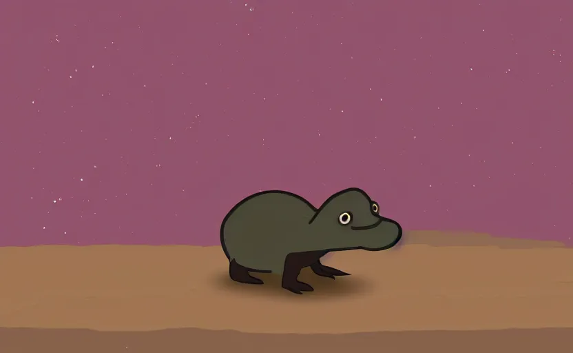 Image similar to A platypus having and existential crisis, digital art