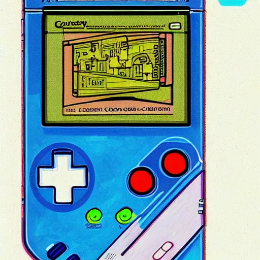 Image similar to a gameboy color, art by leonardo davinci