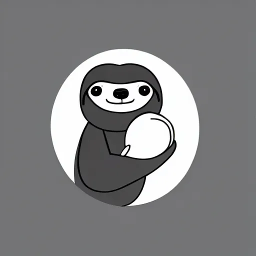 Prompt: book illustration of a sloth holding balloons, book illustration, monochromatic, white background