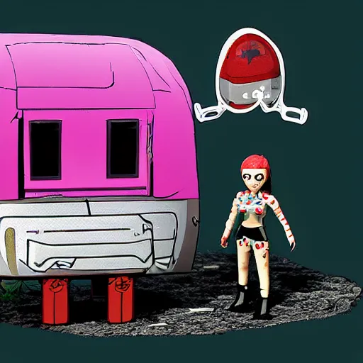 Image similar to camp, cryptopunk, nendroid, stephen bliss style