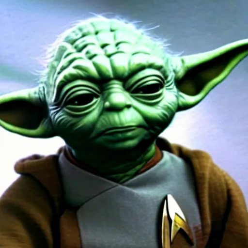 Image similar to yoda wearing a star trek uniform, photorealistic , 8k