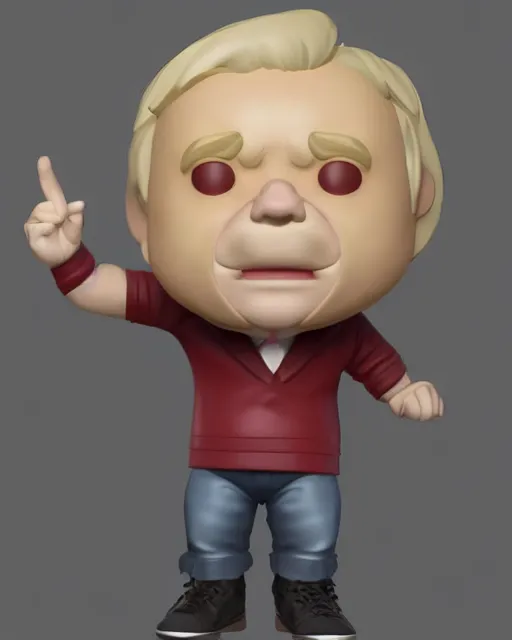 Image similar to full body 3d render of boris johnson as a funko pop, studio lighting, white background, blender, trending on artstation, 8k, highly detailed