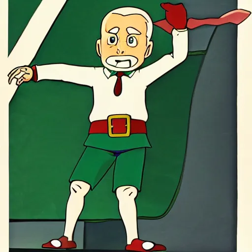 Image similar to cel - shaded image of joe biden as tingle from legend of zelda, studio ghibli animation cel