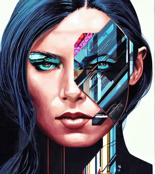 Image similar to portrait of a female android, by MARVEL comics and Sandra Chevrier