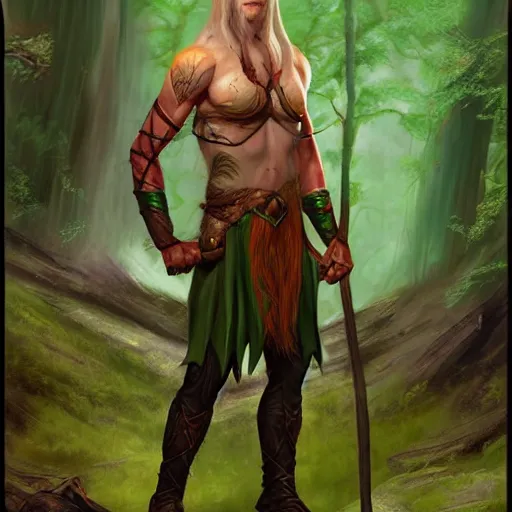 Prompt: angry male elf druid in forest, dnd character, portrait, matte fantasy painting, deviantart artstation, by jason felix by steve argyle by tyler jacobson