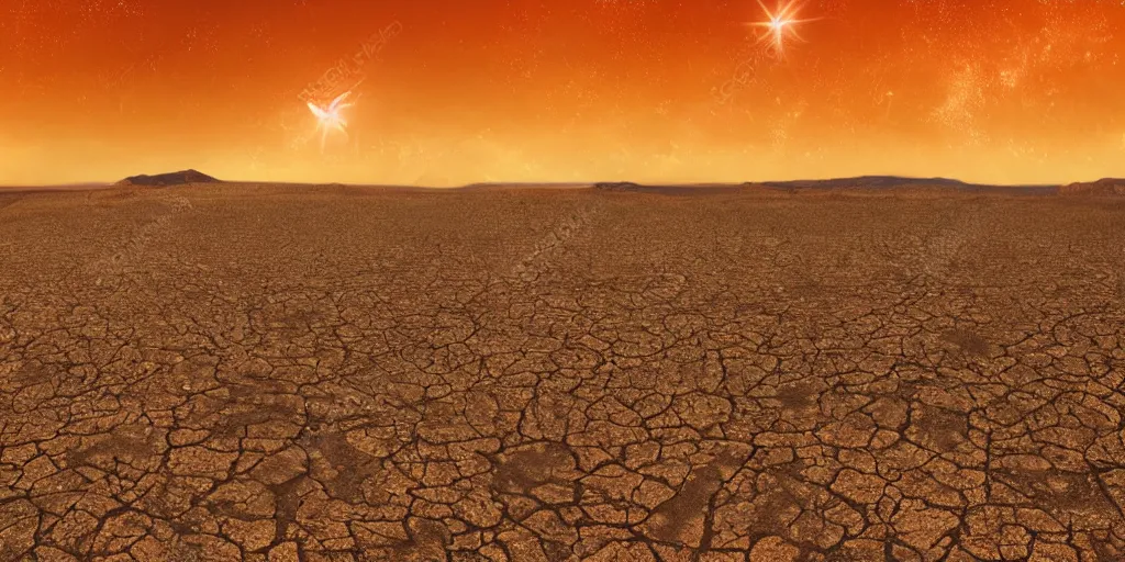 Image similar to desert with sky with starscinematic, highly detailed wide, atmospheric lighting