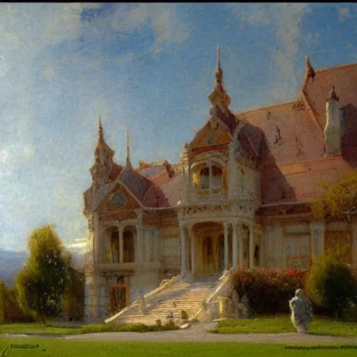 Prompt: a big house by Gaston Bussiere