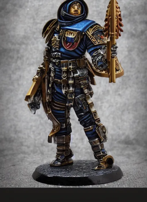 Prompt: 8 0 mm resin detailed miniature of a warhammer 4 0 k futuristic roman warror, product introduction photos, 4 k, full body,