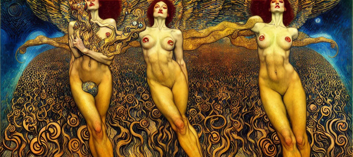 Image similar to Divine Chaos Engine by Karol Bak, Jean Delville, William Blake, Gustav Klimt, and Vincent Van Gogh, symbolist, visionary