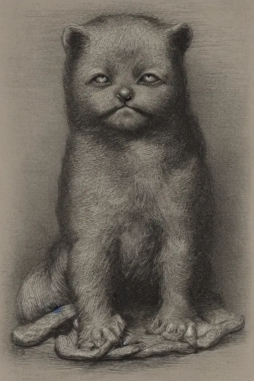 Image similar to portrait of Beanie Baby, Gustave Dore lithography