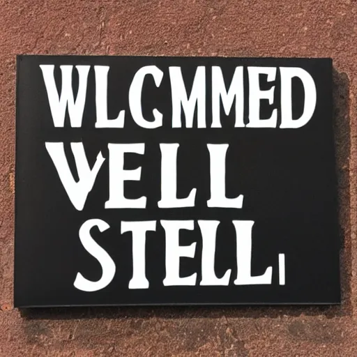 Prompt: 'Welcome to Hell' on a sign