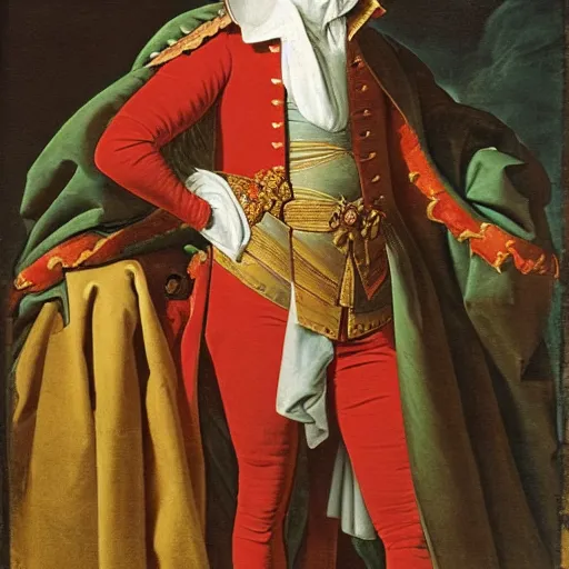 Image similar to A rococo portrait of Kaoleen as the King of Europe, by Jacques-Louis David, Réunion des Musées Nationaux, Louvre Catalogue photography
