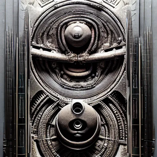 Prompt: 3 0 5 0 an embryo v 1 2 engine bas - relief dedigned by giger and otomo, in a baroque museum exhibit, intricate high details, sharp, ultradetailed