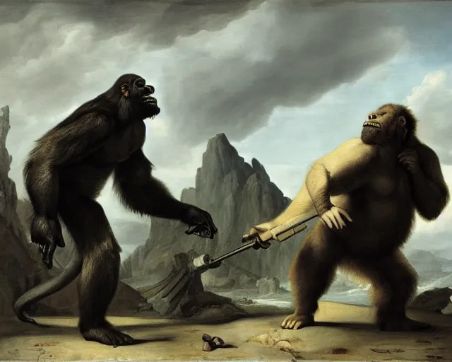 Prompt: king kong by pieter claesz