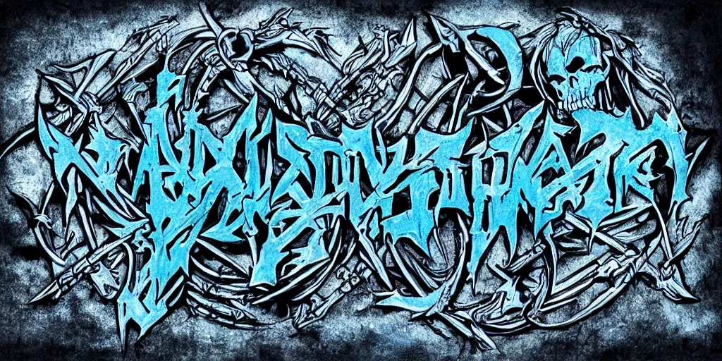 Prompt: the word subsume as a death metal logo, cerulean, highly detailed