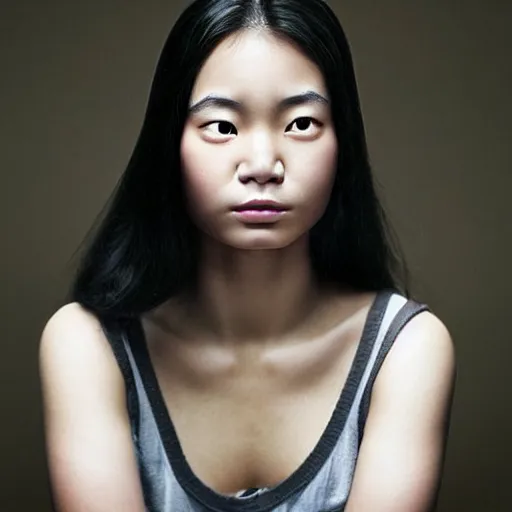 Image similar to a very beautiful face photo of a young asian woman in the style of martin schoeller, award winning photography