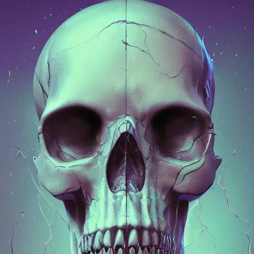 Image similar to portrait of a melting skull. intricate abstract. intricate artwork. by Tooth Wu, wlop, beeple, dan mumford. octane render, trending on artstation, greg rutkowski very coherent symmetrical artwork. cinematic, hyper realism, high detail, octane render, 8k, depth of field, bokeh. psychedelic accents