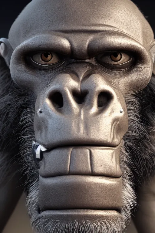 Image similar to cyborg ape, ultra realistic, concept art, intricate details, highly detailed, photorealistic, octane render, 8 k