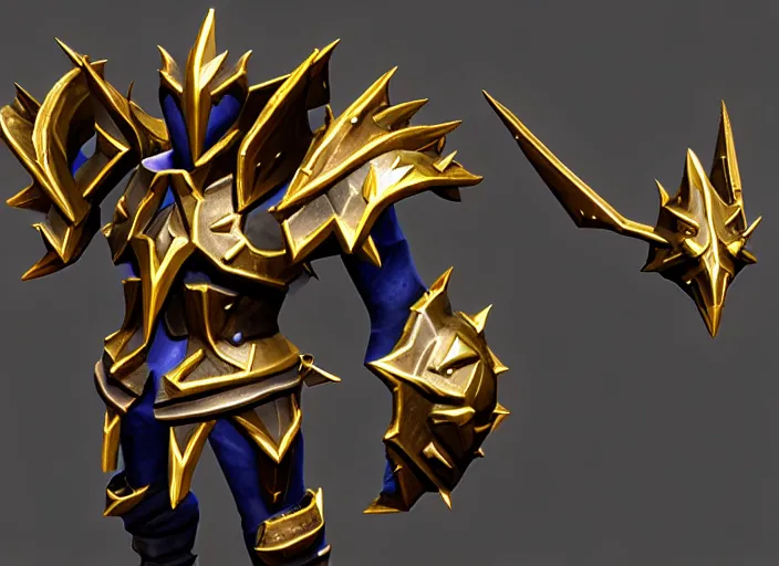 Image similar to metallic spiked shoulder pauldrons, stylized stl fantasy miniature, 3 d render, activision blizzard style, hearthstone style