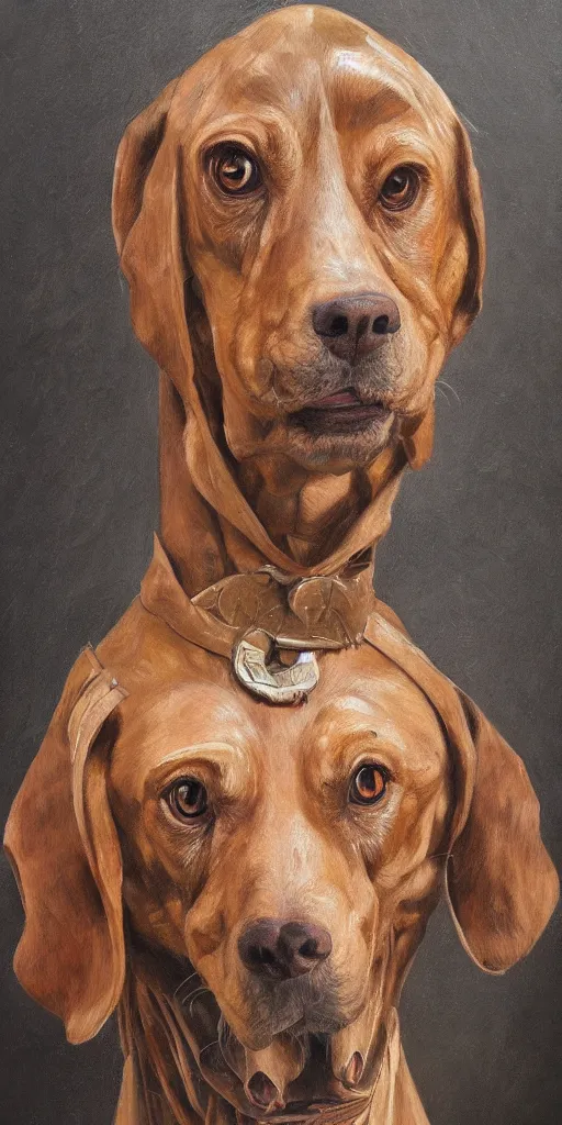 Image similar to full-length Slavic dog head man, oil painting, hyperrealism, beautiful, high resolution, trending on artstation,