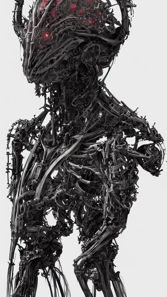 Image similar to highly detailed full body sketch of a biomechanical automaton, grotesque, bizarr, fleshy, digital art, concept art, character art, studio lightning, dark colors, intricate, masterpiece, photorealistic, hiperrealistic, sharp focus, high contrast, Unreal Engine 5