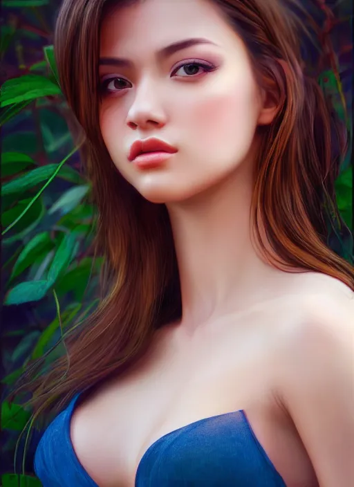 Prompt: photo of a gorgeous female in the style of stefan kostic, realistic, professionally, professionally color graded, half body shot, sharp focus, 8 k high definition, insanely detailed, intricate, elegant, art by stanley lau and artgerm, bokeh foliage