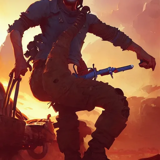 Image similar to hero world mad max, behance hd by jesper ejsing, by rhads, makoto shinkai and lois van baarle, ilya kuvshinov, rossdraws global illumination