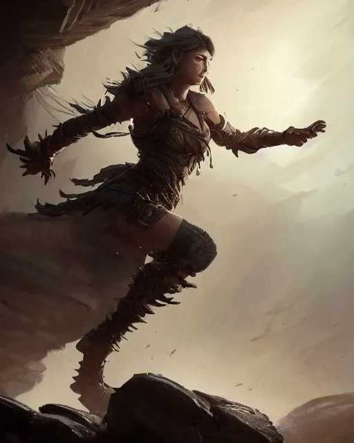 Prompt: A beautiful warrior running, D&D, beautiful face, highly detailed face, fantasy art, female art, in the style of greg rutkowski, illustration, epic, fantasy, intricate, hyper detailed, artstation, concept art, smooth, sharp focus, ray tracing