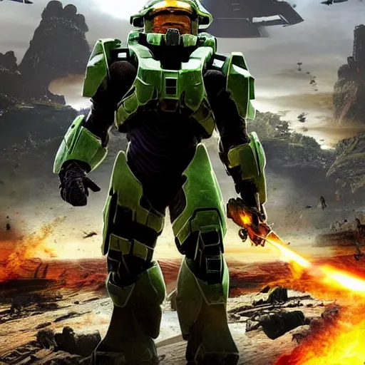 Image similar to Danny DeVito starting as Master Chief in Halo 3 (2007)