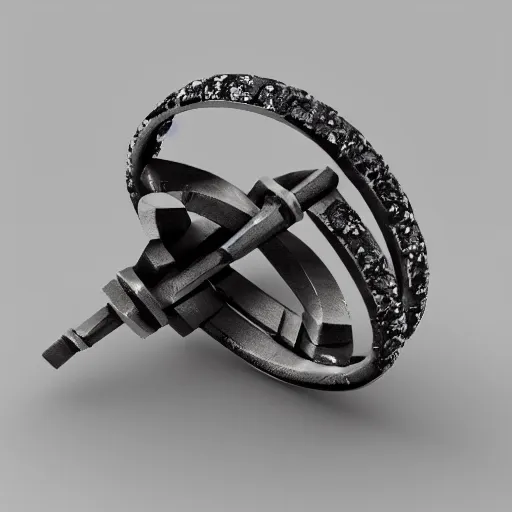 Prompt: 3 d model, armillary rings jewelry