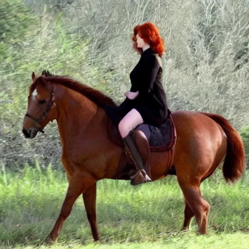 Image similar to christina hendricks riding horse,