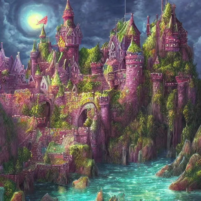 Prompt: infinitely detailed scenery art expanding fantasy dream art candy world with a castle made out of candy detailed scenery artwork, candy scenery artwork scenery artstation!! scenery pixiv!!