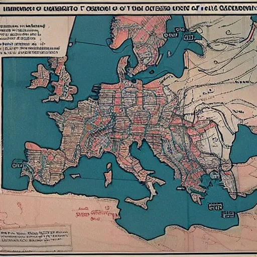 Image similar to general battle plan for the invasion of the soviet union in 1 9 4 0 the plan is mark with a blue line present the movement