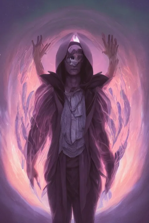 Prompt: a powerful sorcerer man standing in front of otherworldly portal, casting spells, magic, full body character concept art, honeycomb, by artgerm, tom bagshaw, gerald brom, vaporwave colors, lo - fi colors, vaporwave, lo - fi, moody vibe, goth vibe, 4 k, hd,