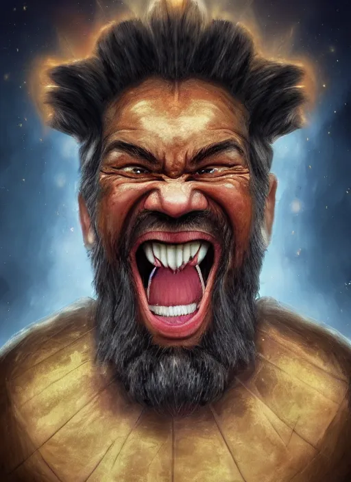 Image similar to Gilbert Gottfried as a God, detailed digital art, trending on Artstation