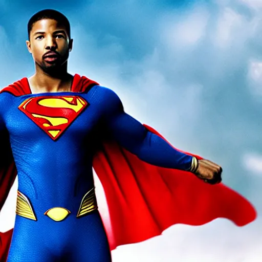 Image similar to Michael B Jordan as Superman 4K quality Super Realistic