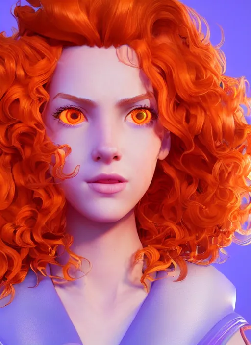 Prompt: glowwave portrait of curly orange hair girl as a agent, au naturel, hyper detailed, digital art, trending in artstation, cinematic lighting, studio quality, smooth render, unreal engine 5 rendered, octane rendered, art style by pixar warner bros dreamworks disney riot games and overwatch