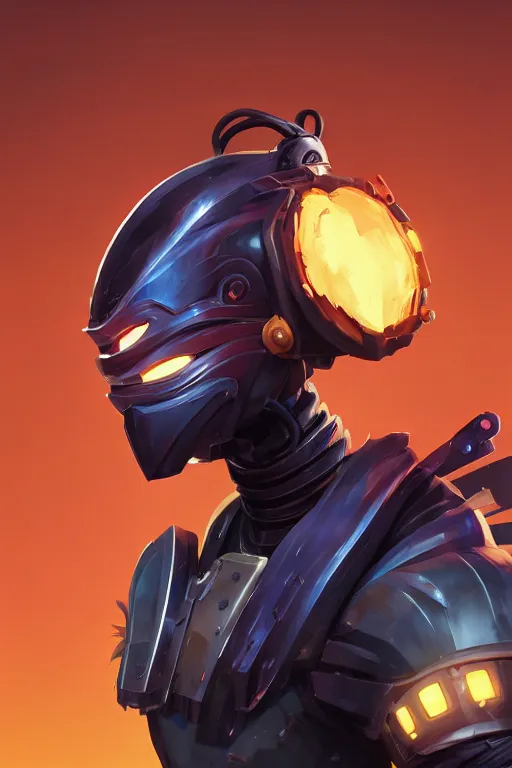 Image similar to epic mask helmet robot ninja portrait stylized as fornite style game design fanart by concept artist gervasio canda, behance hd by jesper ejsing, by rhads, makoto shinkai and lois van baarle, ilya kuvshinov, rossdraws global illumination radiating a glowing aura global illumination ray tracing hdr render in unreal engine 5