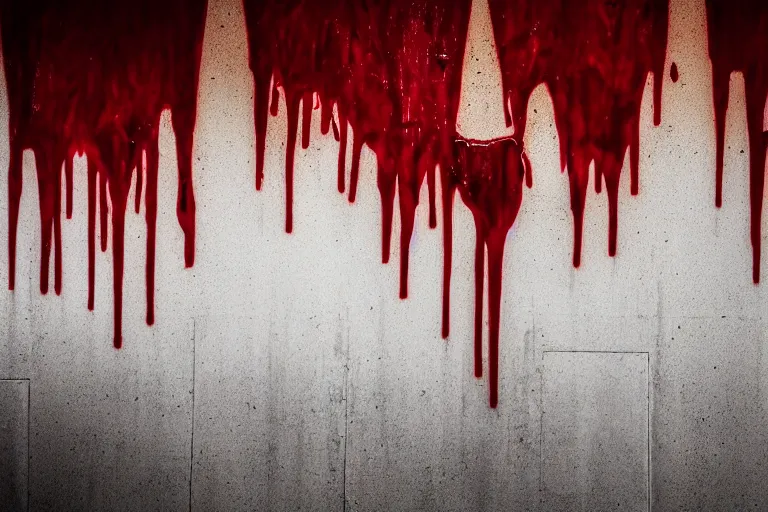 Prompt: wall dripping with blood, dramatic lighting, creepy mood