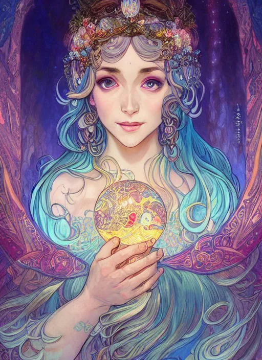 Prompt: Elune, Goddess of the Moon, ambient lighting, 4k, josephine wall, alphonse mucha, lois van baarle, ilya kuvshinov, rossdraws, artstation