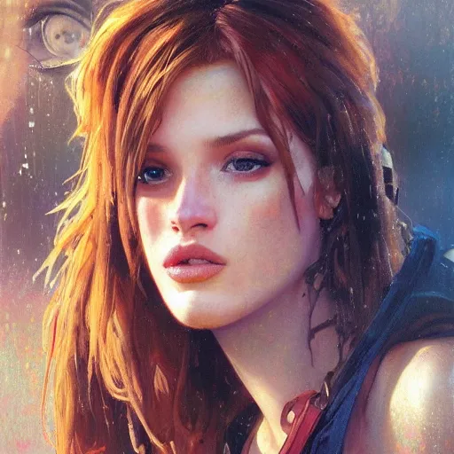 Image similar to bella thorne as lindsey lohan in mean girls, hyperrealistic portrait, bladerunner street, art of elysium by frank frazetta and jeremy mann and alphonse mucha, fantasy art, photo realistic, dynamic lighting, artstation, poster, volumetric lighting, very detailed face, 4 k, award winning