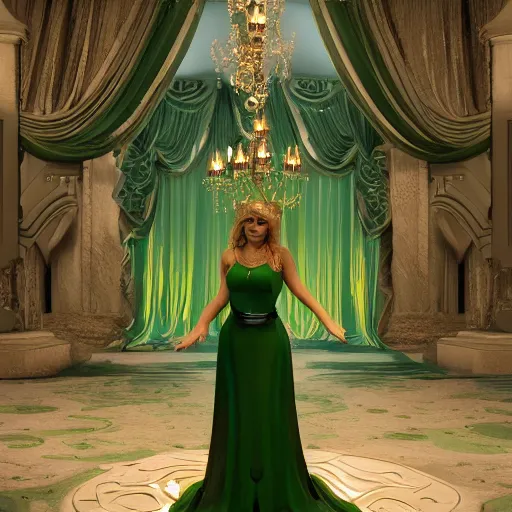 Image similar to princess of emerald, majestic, ornate, 8 k, intricate, detailed, accent lighting, dramatic light, octane render