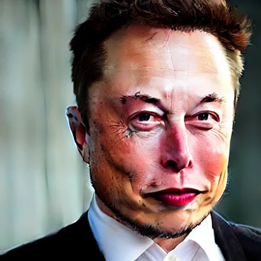 Image similar to elon musk wearing orange face