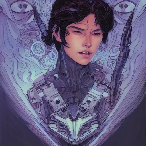 Prompt: 5 0 7 7 autobot 3 d beautiful portrait by charles vess and james jean and erik jones and rhads, inspired by ghost in the shell, beautiful fine face features, intricate high details, sharp, ultradetailed