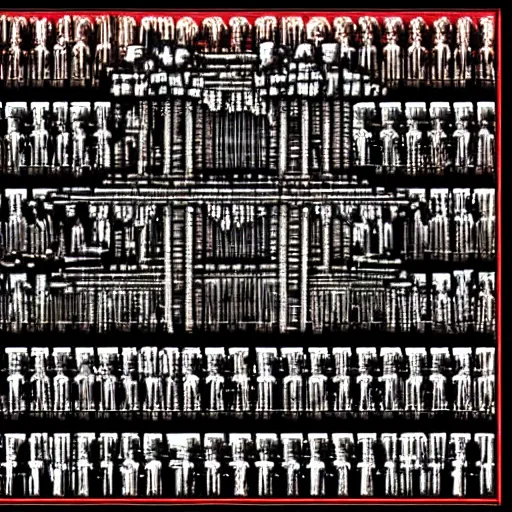 Image similar to dante's inferno by hr giger as pixel art